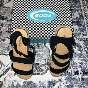 Soda Black Strappy Sandals
